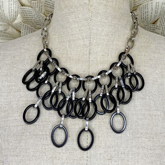 Black And Silvertone Fashion Necklace - Picture 2 of 5